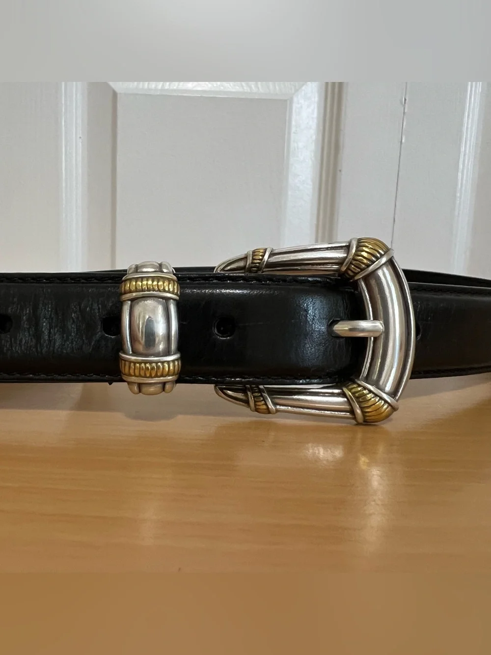 Fossil Women’s Black Leather Belt with Rope Buckle Size Small